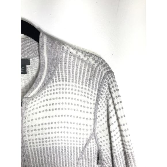 James Per Se Womens Full Zip Sweater Gray White Pattern Simple Casual Versatile - Picture 2 of 7